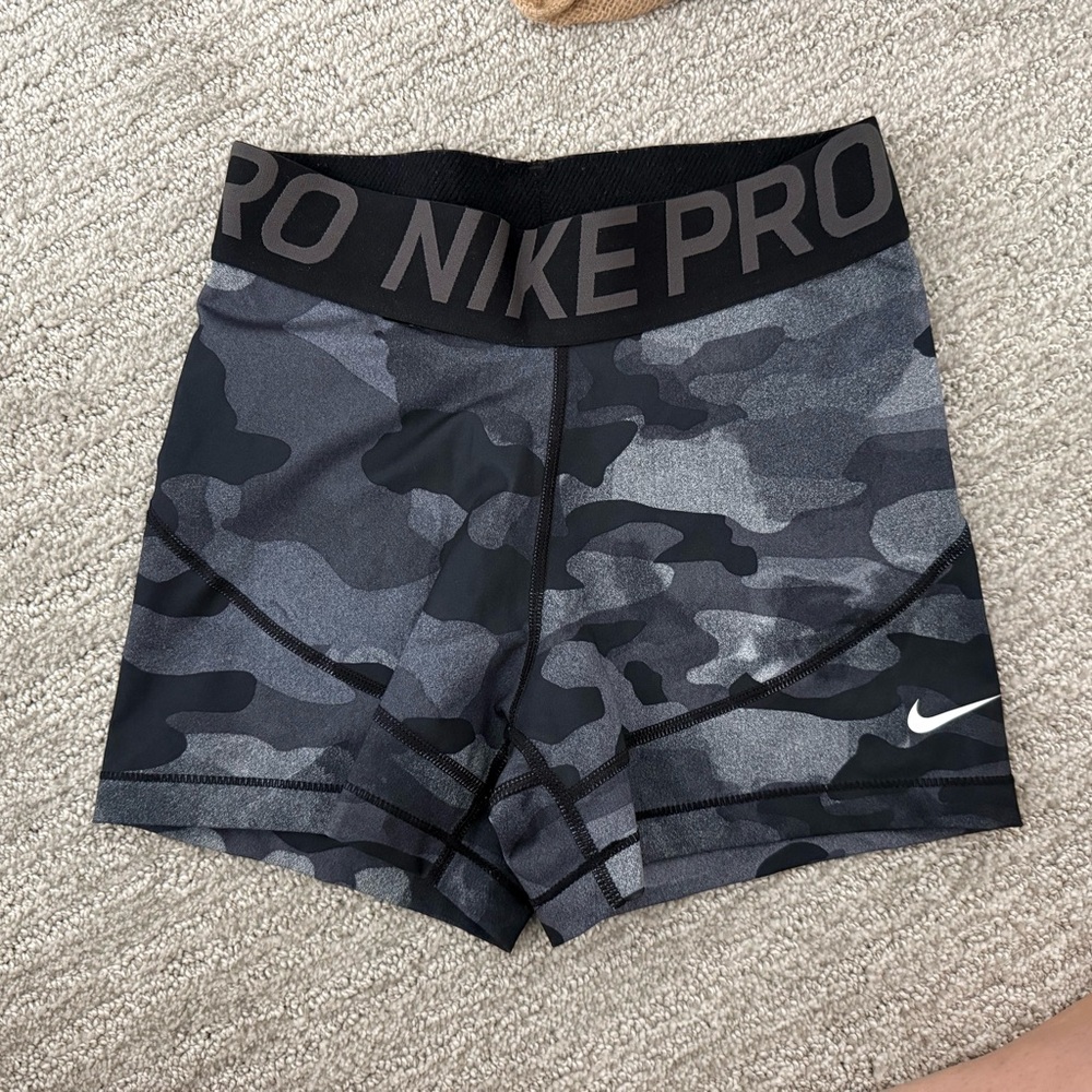 Nike Pro Black and Gray Camo Shorts
